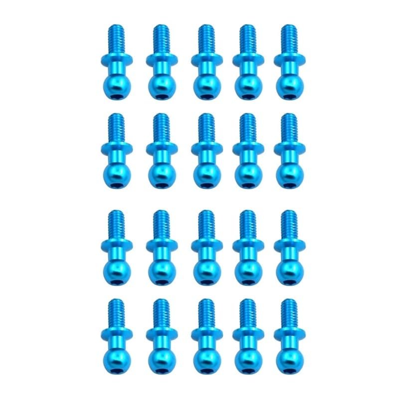 20Pcs M3 Metal Hex Ball Head Screws for Tamiya TT01 TT02 Sakura D5 1/10 RC Drift Car Spare Parts Universal,Blue ( Color : Blue )
