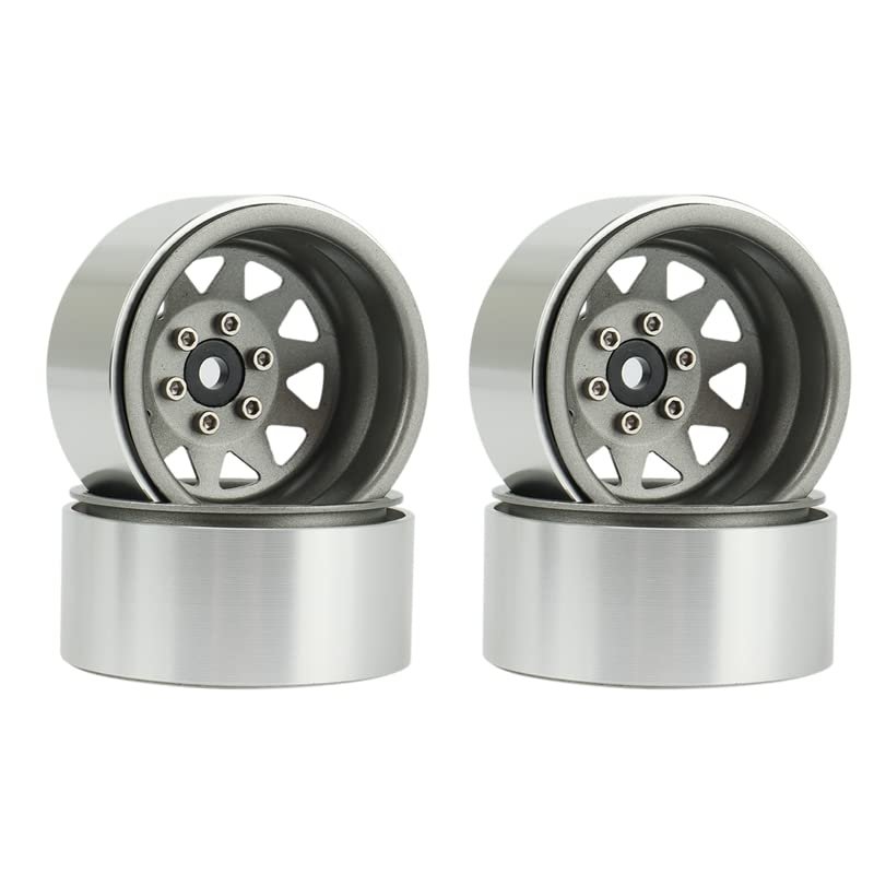 BAIJAC 4PCS Deep Dish Wagon 1.9 Metal Beadlock Wheel Hub Rim for 1/10 RC Crawler Axial SCX10 90046 Traxxas TRX4 RC4WD D90 ( Color : Titanium )