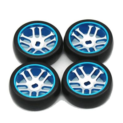 BAIJAC 4Pcs Metal Wheel Rim + Hard Drift Tire for Wltoys K969 K979 K989 P929 Mini-Z Q D 1/28 RC Car Upgrade Parts (Color : Blue)