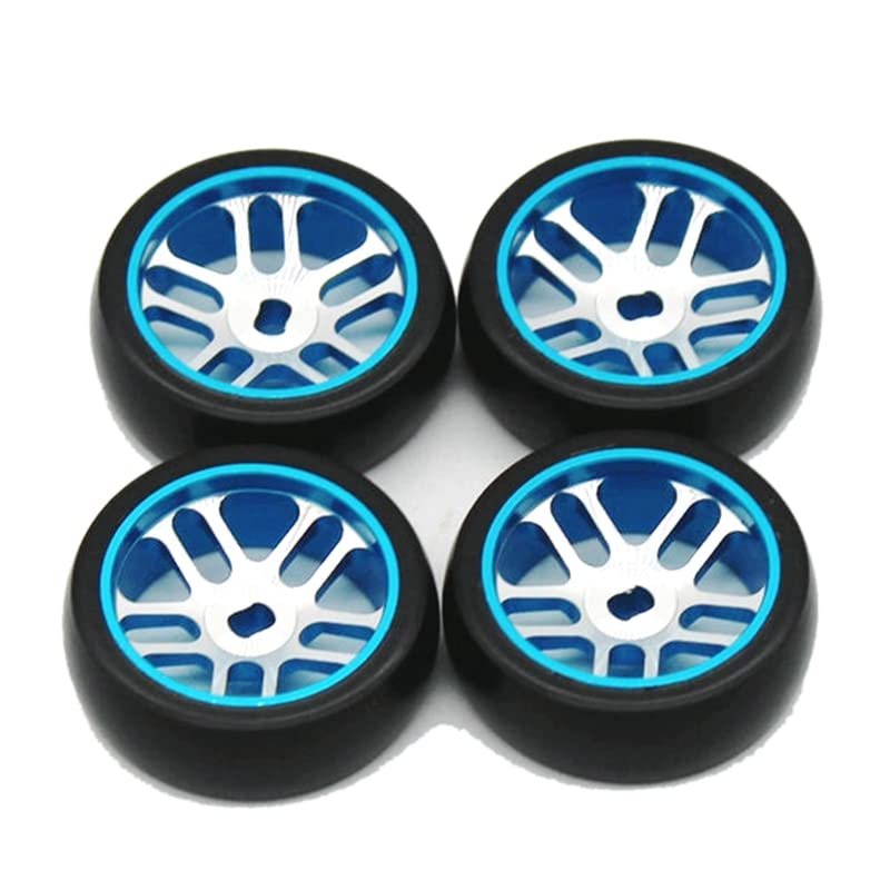 BAIJAC 4Pcs Metal Wheel Rim + Hard Drift Tire for Wltoys K969 K979 K989 P929 Mini-Z Q D 1/28 RC Car Upgrade Parts (Color : Blue)