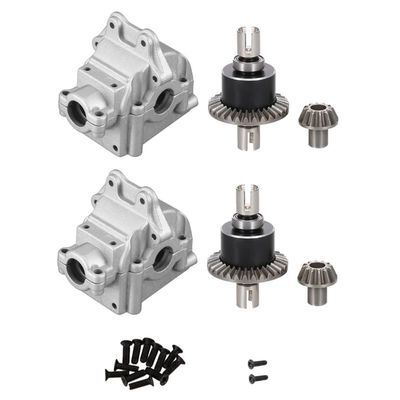 2 Pack Metal Differential and Gear Box Set for Wltoys 144001 144002 144010 124016 124018 124019 RC Car Upgrade Parts ( Color : Silver )