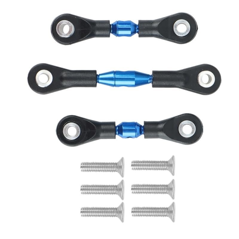 3Pcs Metal Steering Rod Link Rod Tie Rod for Tamiya TT-01 TT01 1/10 RC Car Upgrade Parts Accessories ( Color : Blue )