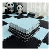 10Pcs Interlocking Foam Mats 10Mm Thick, Fluffy Carpet Tiles Plush Floor Tiles Area Rug, Soft Playmat Puzzle Floor Mat Soft Anti-Slip and Anti-Fall,Black+Blue,60x60cm view 1