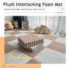 10Pcs Interlocking Foam Mats 10Mm Thick, Fluffy Carpet Tiles Plush Floor Tiles Area Rug, Soft Playmat Puzzle Floor Mat Soft Anti-Slip and Anti-Fall,Navy Blue+Grey,60x60cm view 2