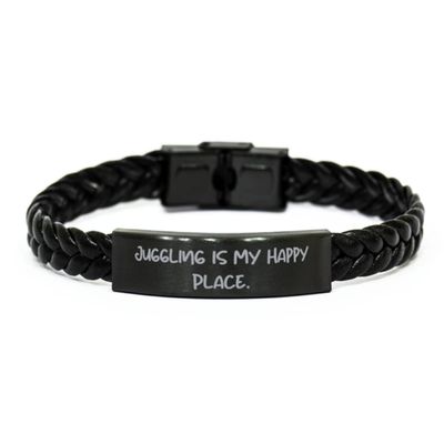 amangny Inspirational Juggling, Juggling is My Happy Place., Unique Holiday Braided Leather Bracelet from Men Women