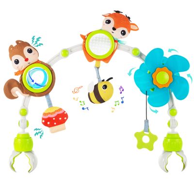 Lynncare Adjustable Arch Bassinet Toys for Infant & Toddlers, Stroller Arch, Baby Crib Toys with Fascinating Hanging for Stimulating Babys Senses and Developing Motor Skills