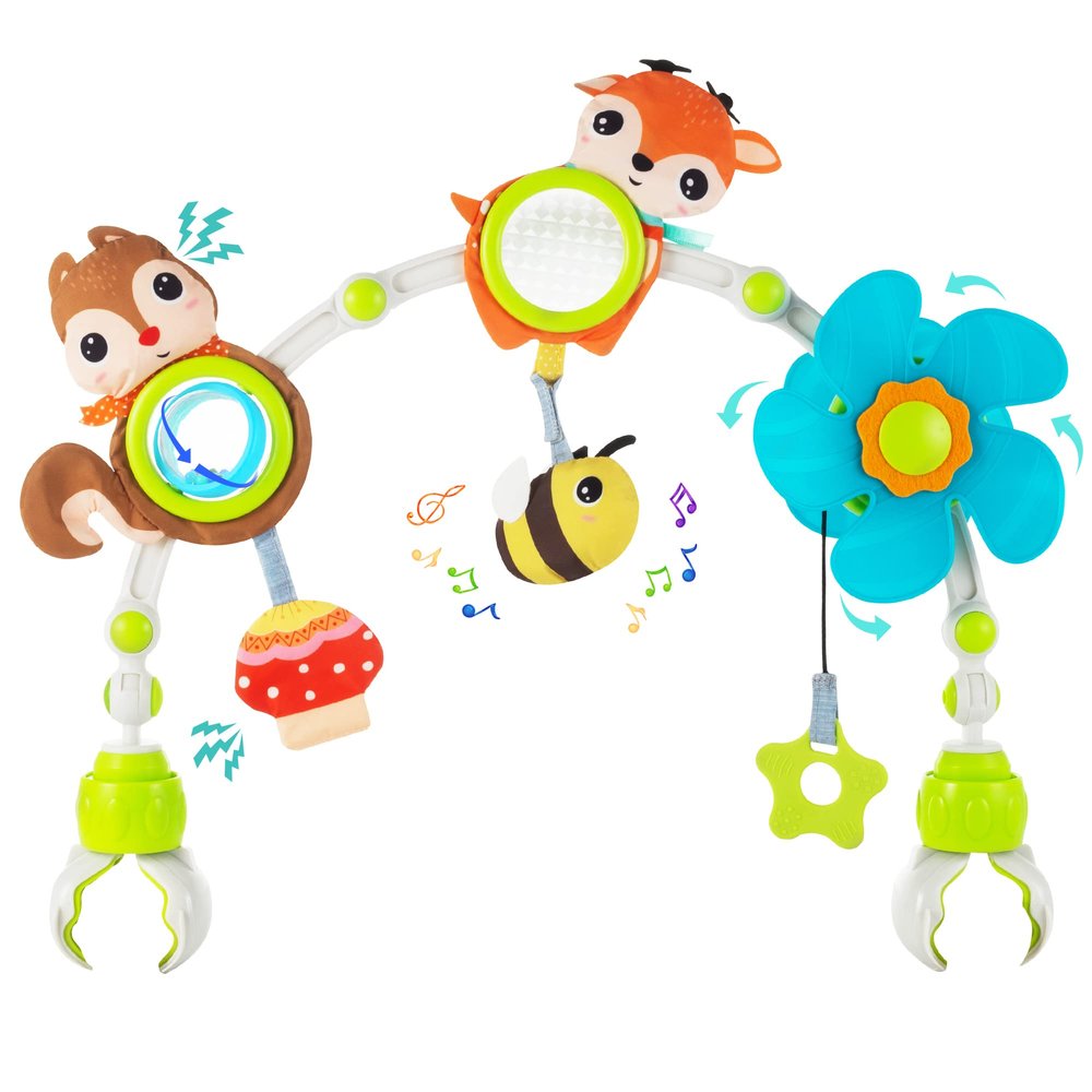 Lynncare Adjustable Arch Bassinet Toys for Infant & Toddlers, Stroller Arch, Baby Crib Toys with Fascinating Hanging for Stimulating Babys Senses and Developing Motor Skills