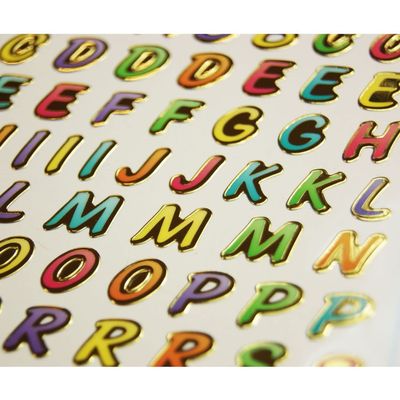 63 Stickers - Multicolored Alphabet - Glossy - 1,8 cm