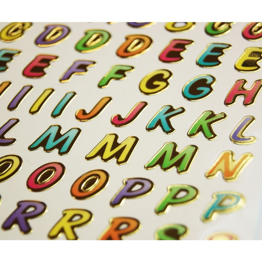 63 Stickers - Multicolored Alphabet - Glossy - 1,8 cm