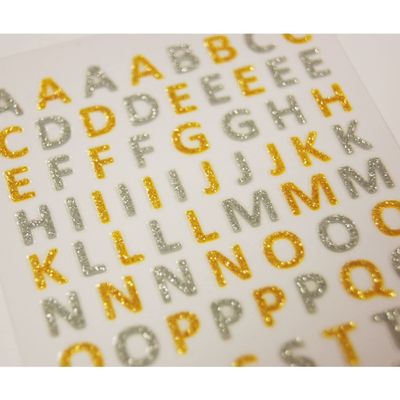 74 Sticker - Alphabet - Gold and Silver - 0.7 cm