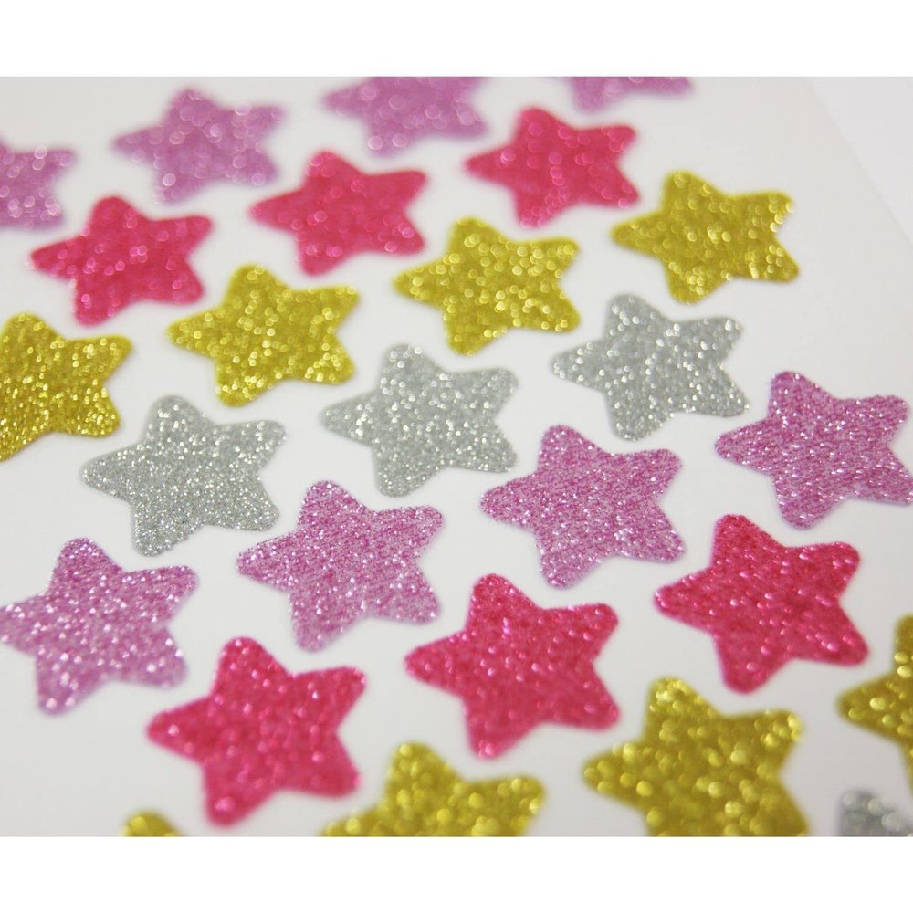 28 Stickers - Stars - Glitter - 1,8 cm