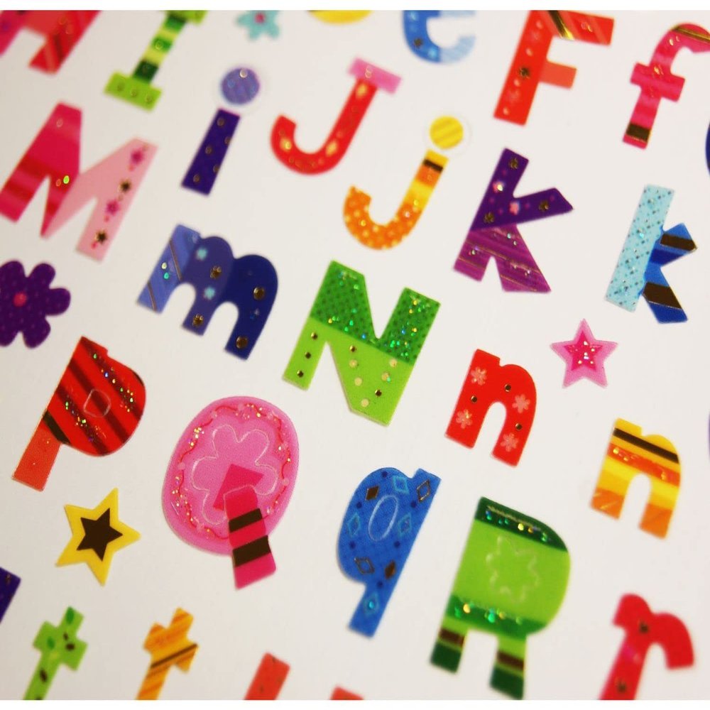 57 Stickers - Alphabet Flowers - Gold and Glitter