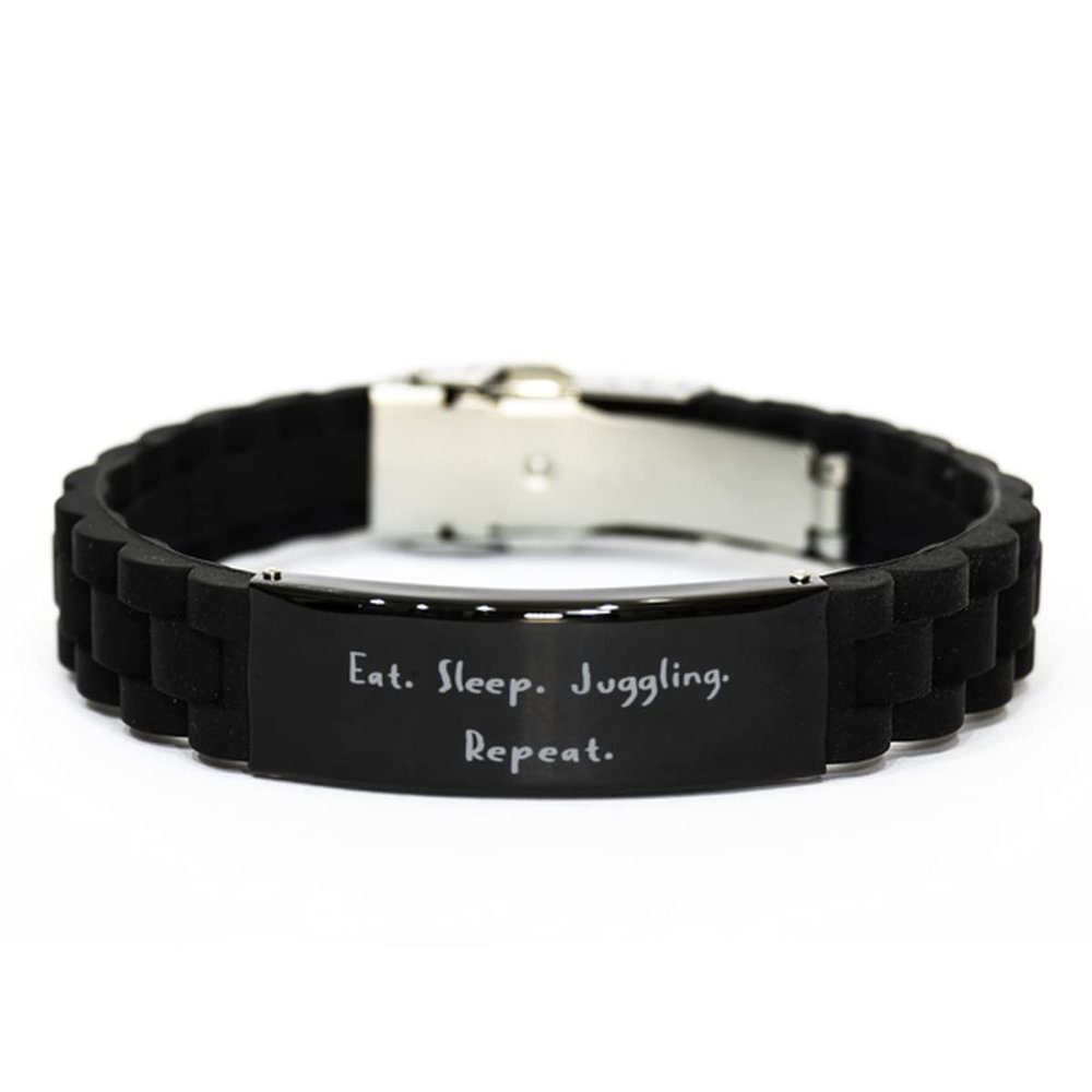 Cheap Juggling, Eat. Sleep. Juggling. Repeat, Love Black Glidelock Clasp Bracelet for Friends from
