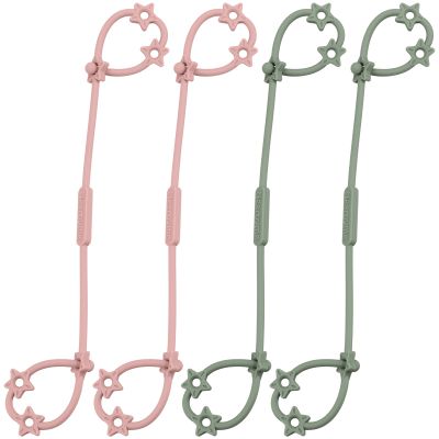 Toy Straps for Baby, 4 Pack Adjustable Stretchable Sippy Cup Straps, Sippy Bottles or Pacifier to Stroller, Highchair, Car Seat, Hanging Basket (4Pack, Blush/Sage x2)