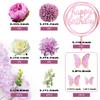 14 PCS Butterfly Cake Toppers Happy Birthday Cake Decorations with Artificial Purple Flowers Eucalyptus Butterflies for Girls Birthday Party Wedding Baby Shower Supplies (Purple) view 2
