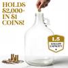 $2,000+ Glass Piggy Bank - Large 1.5 US Gallon (192 oz) Saving Money Jar - Kids & Adult Raffle Ticket Jar - Transparent Piggy Bank Money Box view 2