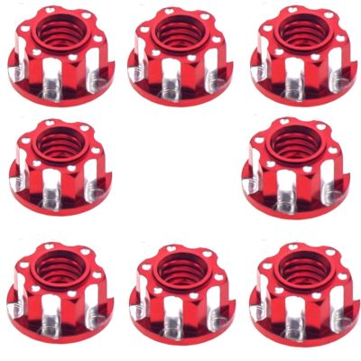 Alloy M4 RC RC Wheel Hex Nuts for 1/10 Crawler TRX4 TRX6 Axial SCX10 90046 AXI03007 Redcat D90 Slash 2WD MST Upgrades Part 8 Pcs/Set (Red)