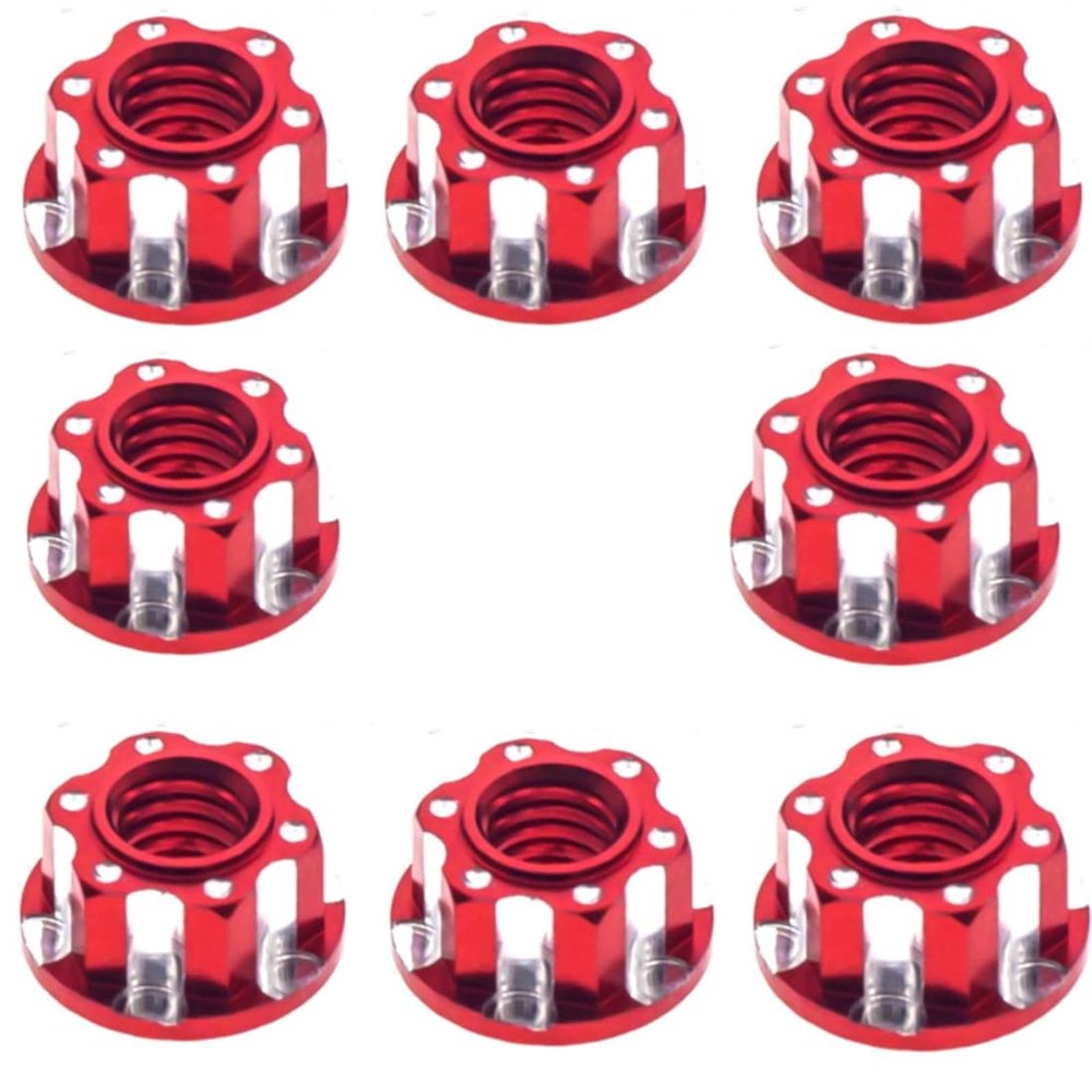 Alloy M4 RC RC Wheel Hex Nuts for 1/10 Crawler TRX4 TRX6 Axial SCX10 90046 AXI03007 Redcat D90 Slash 2WD MST Upgrades Part 8 Pcs/Set (Red)