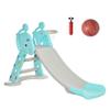 2 in 1 Kids Slide W/Basketball Hoop for 18 Months to 4 Years Blue Gray 55" X 34.25" 29.5" Grey view 3