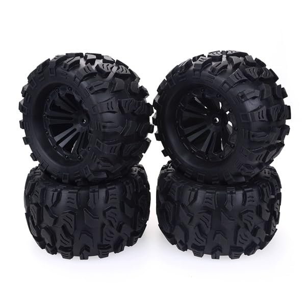 Greendhat 4PCS 125mm 1/10 Monster Truck Tire & Wheel Hex 12mm for Traxxas Tamiya Kyosho HPI HSP Savage XS TM Flux LRP ( Color