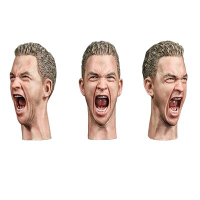 1/6 Scale Male Head Sculpt, European Male Soldier Expression Head Carved for 12inch Action Figure Body Doll Collection (Open Mouth Ver)
