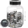 X-Large Piggy Bank for Adults Kids, Vcertcpl Digital Coin Counting Bank with LCD Counter, 2.4L Capacity, Great Coin Counter Bank Money Counting Jar with Total Amount Displayed (Silver, X-Large) view 1