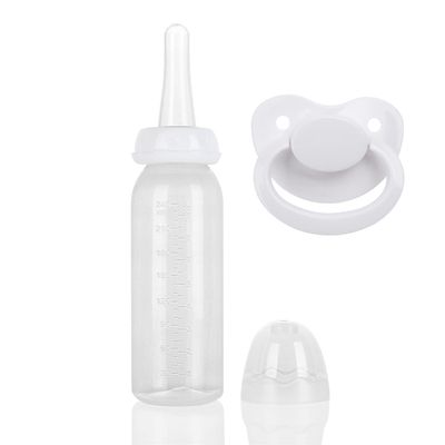 Adult Bottle with Big Sized Pacifier Set 8 oz (White)