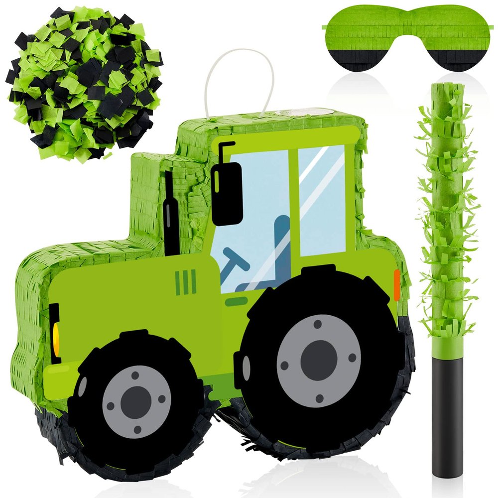 Lewtemi Tractor Piatas for Birthday Party Excavator Piata with Stick, Blindfold, Confetti for Adults Birthday Baby Shower Party Supplies