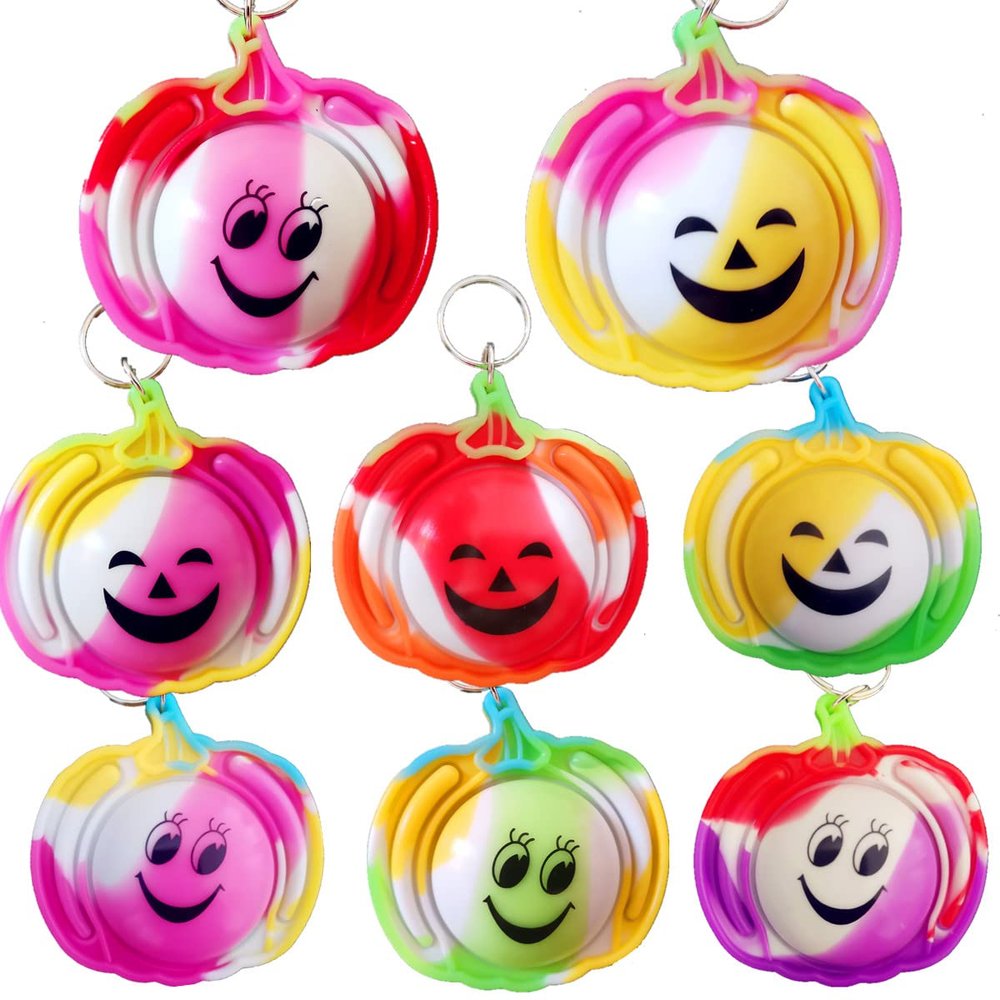 PSDFH 20 Packs Bulk Halloween Pumpkin Fidget Mini Pop for Kids Party Favors and Classroom Students Gifts