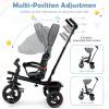 BABY JOY Tricycle, 5 in 1 Toddler Bike W/Removable Push Handle, Reversible Seat, EVA Wheel, Adjustable Canopy, Cup Holder & Storage, Ideal for Kids 1.5-5 Years Old, Tricycle for Toddler (Grey) view 4