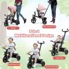 BABY JOY Tricycle, 5 in 1 Toddler Bike W/Removable Push Handle, Reversible Seat, EVA Wheel, Adjustable Canopy, Cup Holder & Storage, Ideal for Kids 1.5-5 Years Old, Tricycle for Toddler (Pink) view 2