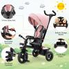 BABY JOY Tricycle, 5 in 1 Toddler Bike W/Removable Push Handle, Reversible Seat, EVA Wheel, Adjustable Canopy, Cup Holder & Storage, Ideal for Kids 1.5-5 Years Old, Tricycle for Toddler (Pink) view 3