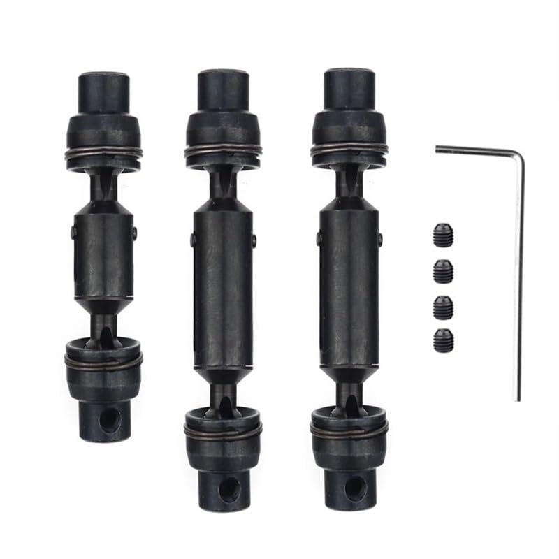 3Pcs Metal Drive Shaft CVD for WPL B16 B36 Q60 Q63 Q64 MN77 FY004 6WD 1/16 RC Car Upgrade Parts ( Color : Black )