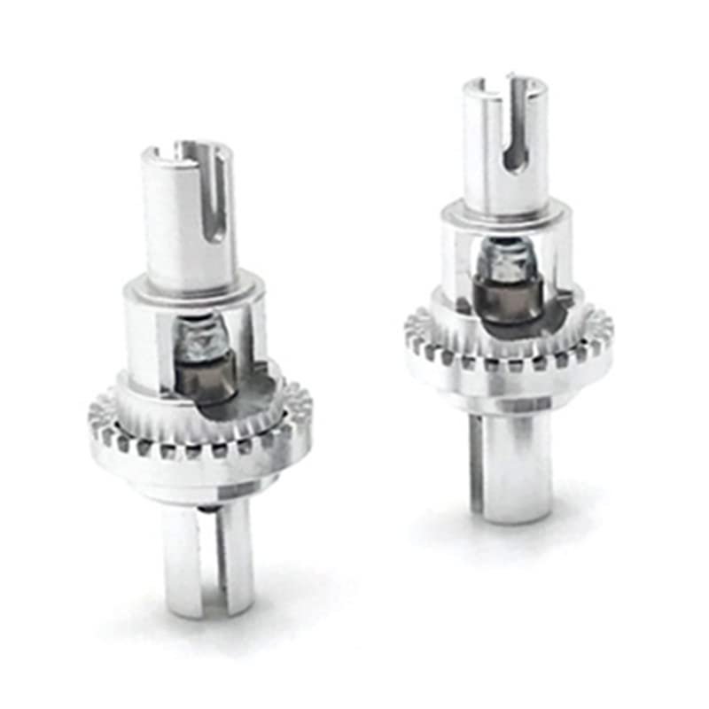 BAIJAC 2Pcs Metal Adjustable Differential for Wltoys 284131 K969 K989 P929 MINI-Q AWD IW04M AMZ 1/28 RC Car Upgrade Parts (Color : Silver)