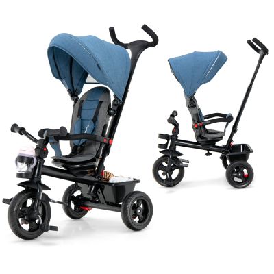 BABY JOY Tricycle, 5 in 1 Toddler Bike W/Removable Push Handle, Reversible Seat, EVA Wheel, Adjustable Canopy, Cup Holder & Storage, Ideal for Kids 1.5-5 Years Old, Tricycle for Toddler (Blue)