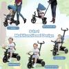 BABY JOY Tricycle, 5 in 1 Toddler Bike W/Removable Push Handle, Reversible Seat, EVA Wheel, Adjustable Canopy, Cup Holder & Storage, Ideal for Kids 1.5-5 Years Old, Tricycle for Toddler (Blue) view 2