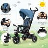BABY JOY Tricycle, 5 in 1 Toddler Bike W/Removable Push Handle, Reversible Seat, EVA Wheel, Adjustable Canopy, Cup Holder & Storage, Ideal for Kids 1.5-5 Years Old, Tricycle for Toddler (Blue) view 3