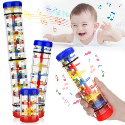 Leitee 3 Pieces Rainmaker Rain Stick for Baby Shaker Sensory Auditory Musical Instrument Rattle Tube Plastic Toy for Boys and Girls, 4 Inches, 8 Inches, 12 Inches, One Each Size