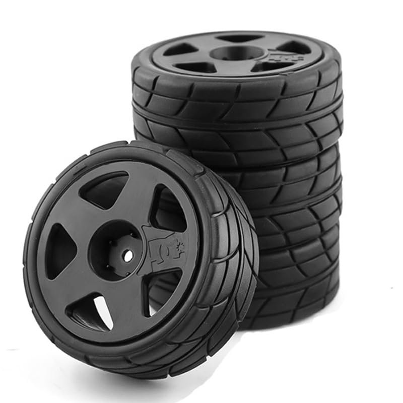 4PCS 12Mm Hex 65Mm Rubber Tire Wheel Tyre for Tamiya XV-01 TT-01 TT-02 LC Racing PTG-2 HPI WR8 HSP 1/10 RC Car ( Color : Black )