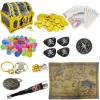 128 Pieces Kids Golden Frame Pirate Treasure Chest Toy Set Vintage Pirate Pretend Toys Include Coins, Jewels, Paper Play Money etc. for Role Play Treasure Hunting Game for Kids view 1