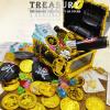 128 Pieces Kids Golden Frame Pirate Treasure Chest Toy Set Vintage Pirate Pretend Toys Include Coins, Jewels, Paper Play Money etc. for Role Play Treasure Hunting Game for Kids view 2
