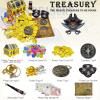 128 Pieces Kids Golden Frame Pirate Treasure Chest Toy Set Vintage Pirate Pretend Toys Include Coins, Jewels, Paper Play Money etc. for Role Play Treasure Hunting Game for Kids view 3