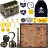 Sratte 116 Pcs Pirate Treasure Toys, Treasure Box with Coins Jewels Gems and Map Compass Telescope for Boy Girl Christmas Gifts Halloween Cosplay Props Pirate Theme Party Decoration Favors view 1