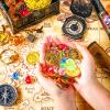 Sratte 116 Pcs Pirate Treasure Toys, Treasure Box with Coins Jewels Gems and Map Compass Telescope for Boy Girl Christmas Gifts Halloween Cosplay Props Pirate Theme Party Decoration Favors view 2