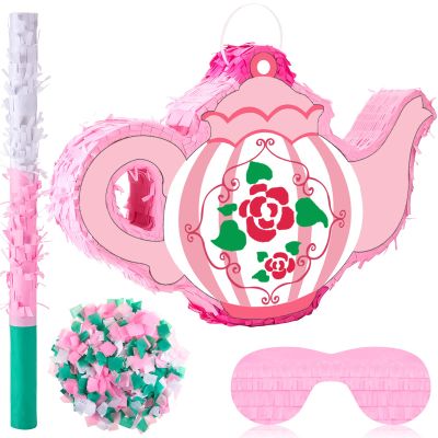 Lewtemi Tea Pot Piata for Birthday Party Colorful Piata with Stick, Blindfold, Confetti for Adults Birthday Baby Shower Party Supplies(Tea Pot)
