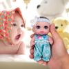Beem Jun 6" Cute Small Baby Doll Newborn Baby All Vinyl Reborn Baby Dolls for Girls Swivel Mini Dolls 16 cm Crying Baby DIY Toys for Ages 3+(Blue) view 4