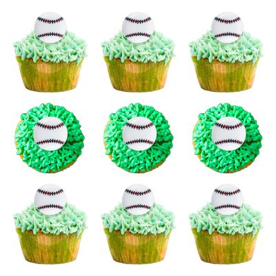 20Pcs Baseball Cupcake Toppers Resin Ball Cupcake Food Picks Sport Balls Baby Shower Wedding Birthday Party Cake Decorations Supplies
