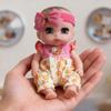 Beem Jun 6" Cute Small Baby Doll Newborn Baby All Vinyl Reborn Baby Dolls for Girls Swivel Mini Dolls 16 cm Crying Baby DIY Toys for Ages 3+(Pink) view 3
