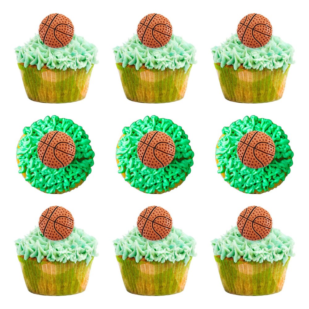 20Pcs Basketball Cupcake Toppers Resin Sports Ball Cupcake Toppers for Boys Kids Men Birthday Favors Sports Theme Party Decorations Supplies
