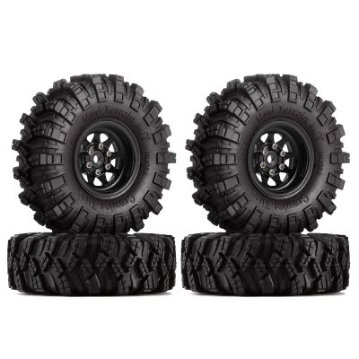 INJORA 1.0 Beadlock Wheel Mud Tires Set Deep Dish 1.0" Wheels Tires for 1/18 TRX4M Axial AX24 SCX24 Gladiator Deadbolt Bronco C10 JLU Upgrade Parts(Black